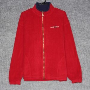 Mens Andy's Red Fleece Jacket Lake Tahoe Embroidered Full‎ Zip Size M Vintage